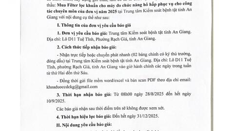 THƯ MỜI CHÀO GIÁ